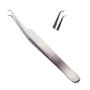 Fiber Tip 45 Degree Volume Eyelash Tweezers Silver