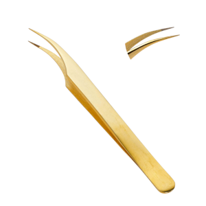 Fiber Tip Isolating Eyelash Tweezers Gold