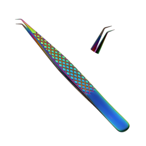 Fiber Tip Slightly Curved Eyelash Tweezers Multi Color