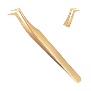 L Shape Eyelash Tweezers Gold